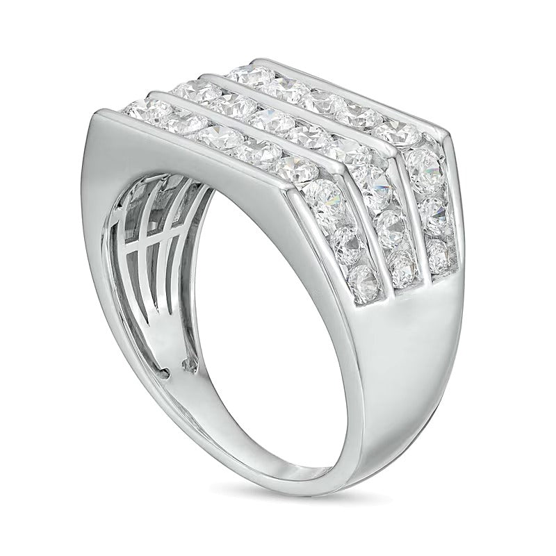 2.5 CT. TW Labordiamant Ring dreireihig in 14K Weißgold (F/SI2)