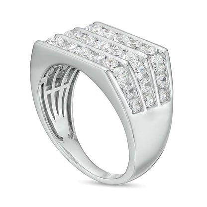 2.5 CT. TW Labordiamant Ring dreireihig in 14K Weißgold (F/SI2)