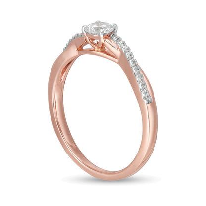 0.33 ct. Gesamtgewicht Diamant Solitär mit seitlichem Besatz Verlobungsring in 10K Roségold