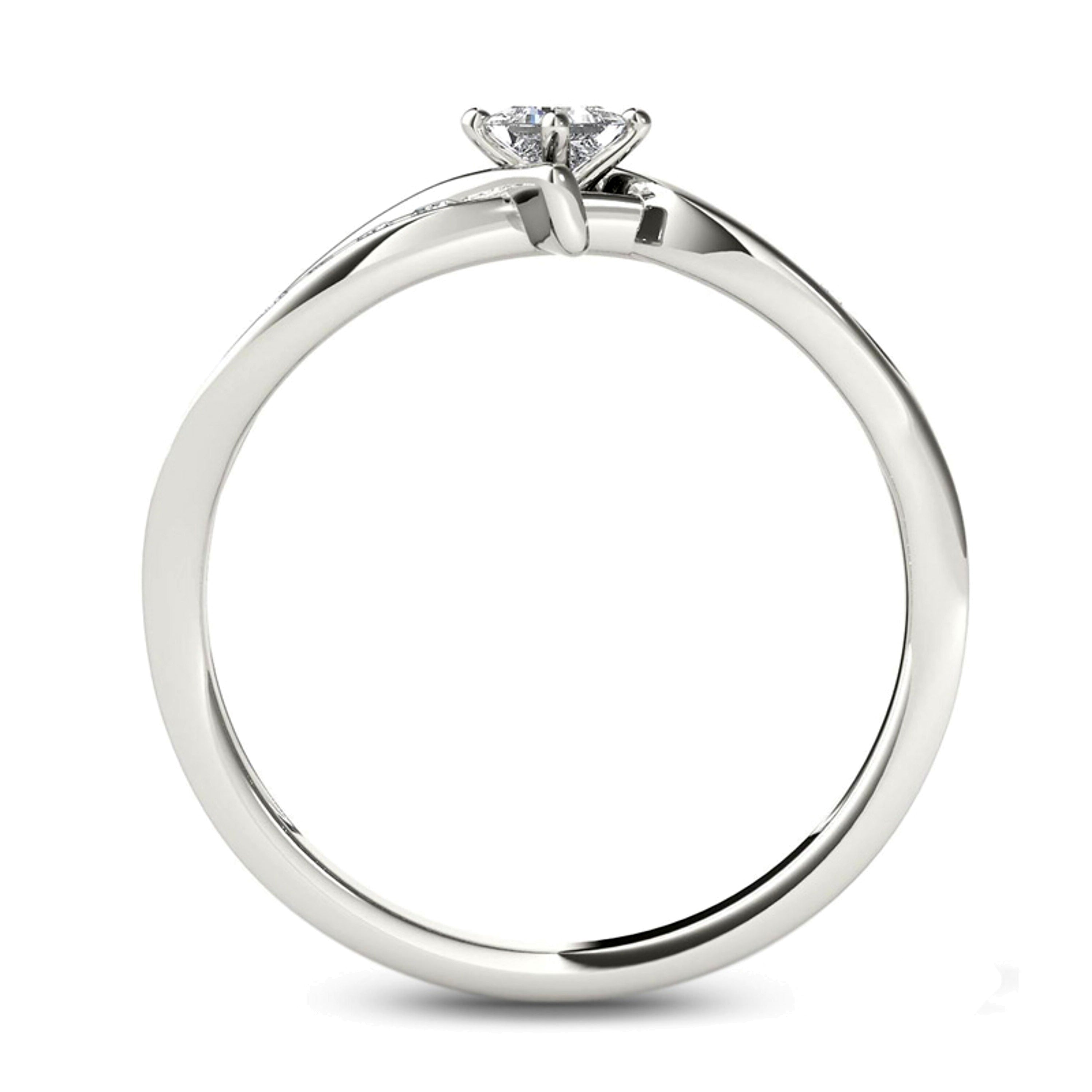 0.25 ct. Gesamtgewicht Diamant-Freundschaftsring im Princess-Schliff mit Bypass-Design in 14K Weißgold