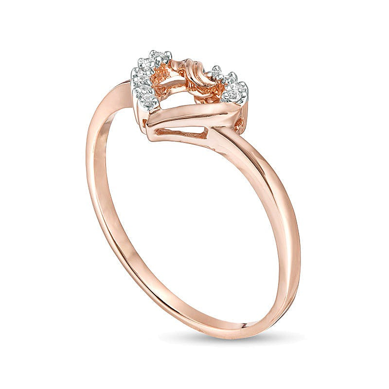 Diamant-Herz-Ring 0,05 ct. Gesamtgewicht in 10K Roségold