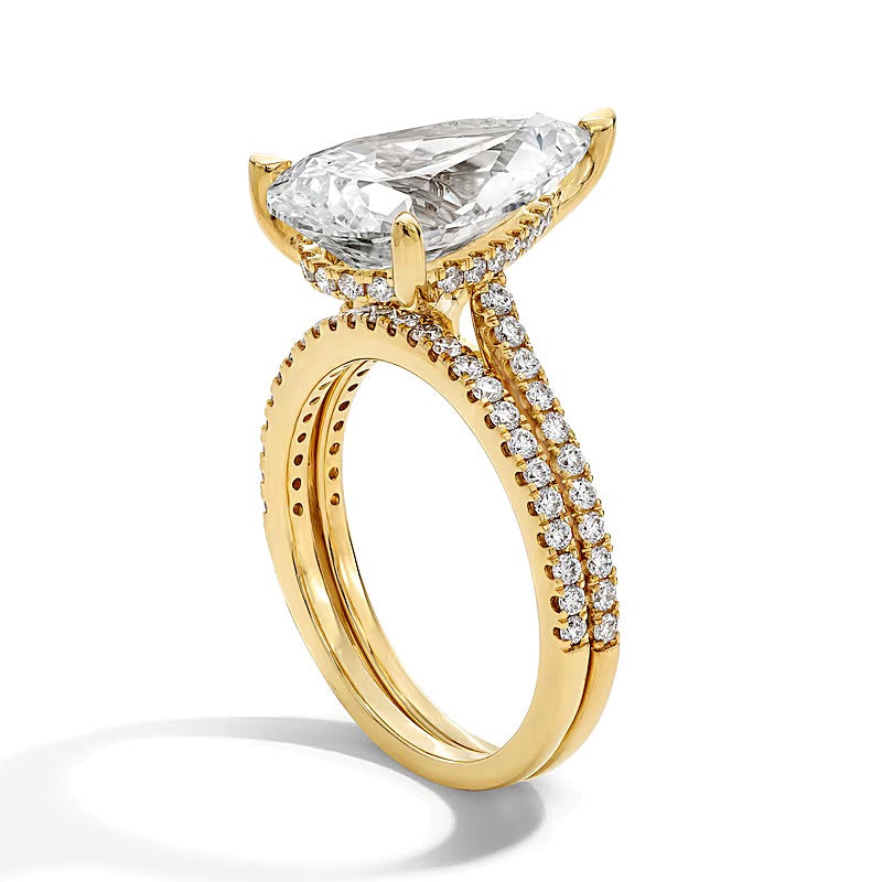 5.63 CT. TW Braut-Set mit tropfenförmigen Labordiamanten in 14K Gelbgold (F/VS2)
