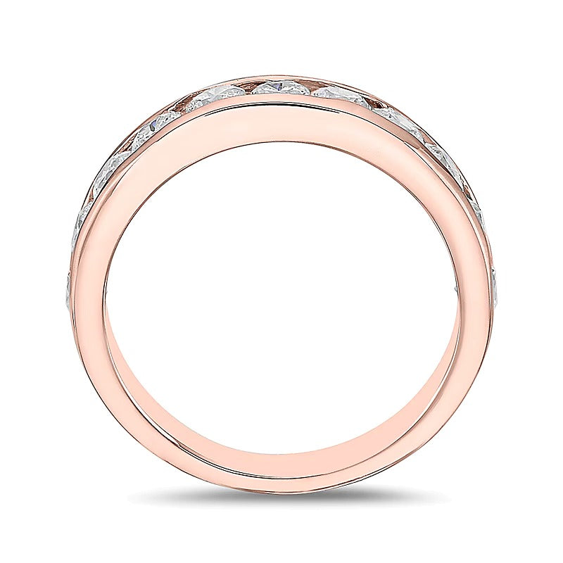 1.25 ct. Gesamtgewicht Diamant-Ring kanalgefasst mit elf Steinen in 10K Roségold (I/I2)