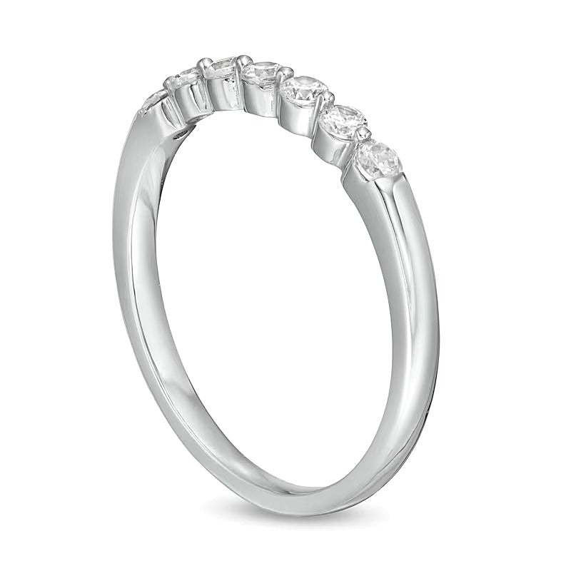 0,25 ct. Gesamtgewicht Diamant Memoire-Ring mit sieben Steinen in 10K Weißgold