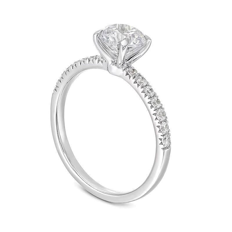 1,2 ct. Gesamtgewicht Diamant Verlobungsring als Solitär mit seitlichem Besatz in 14K Weißgold