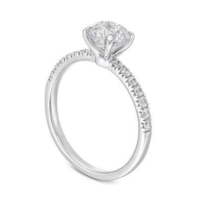 1,2 ct. Gesamtgewicht Diamant Verlobungsring als Solitär mit seitlichem Besatz in 14K Weißgold