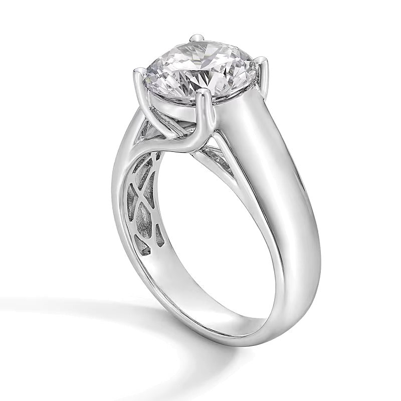 3.0 CT. Solitär-Verlobungsring mit Labordiamant und Cigar Band in 14K Weißgold (F/VS2)