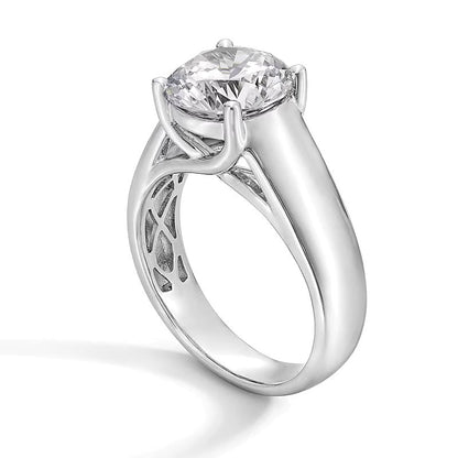 3.0 CT. Solitär-Verlobungsring mit Labordiamant und Cigar Band in 14K Weißgold (F/VS2)