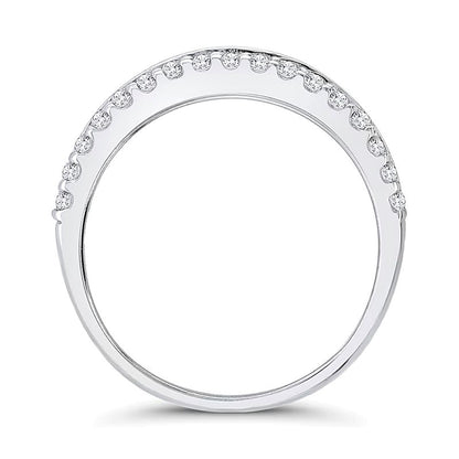 Ring mit Baguette- und runden Diamanten, dreireihig, 1.0 ct. Gesamtgewicht, in 10K Weißgold