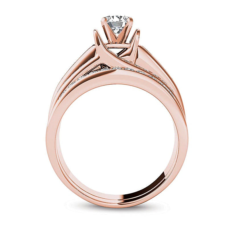 1.25 ct. Gesamtgewicht Diamant Brautset mehrreihig in 14K Roségold