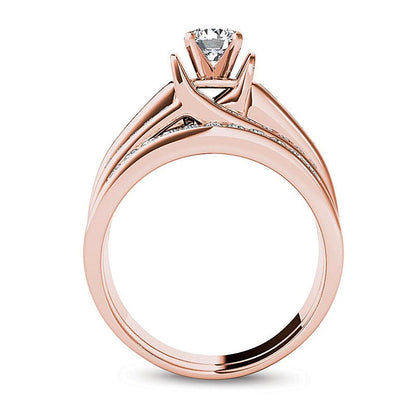1.25 ct. Gesamtgewicht Diamant Brautset mehrreihig in 14K Roségold