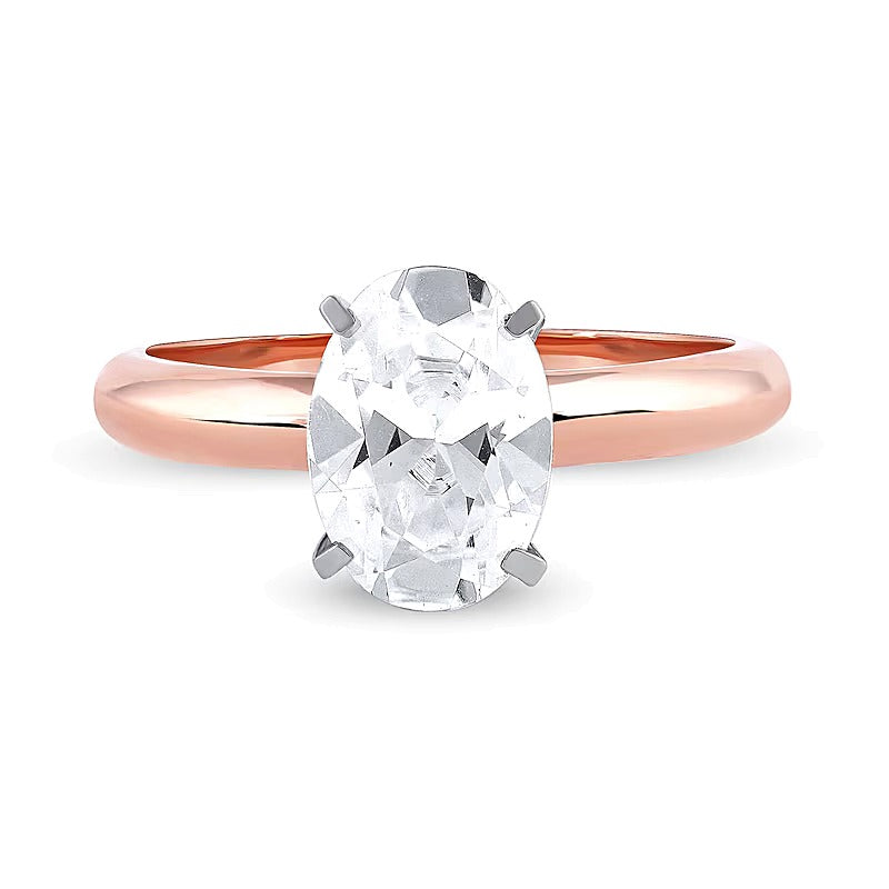 2.0 CT. Ovaler Labordiamant Solitär Verlobungsring in 14K Roségold (F/VS2)