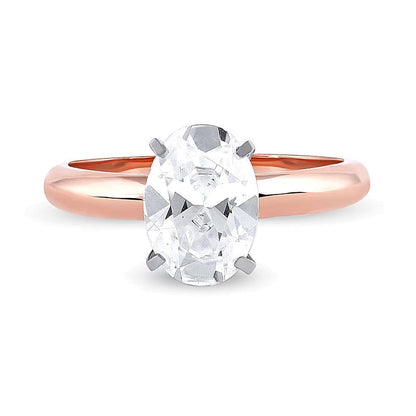 2.0 CT. Ovaler Labordiamant Solitär Verlobungsring in 14K Roségold (F/VS2)