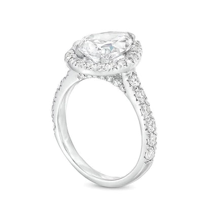 4.0 ct. Gesamtgewicht Halo-Verlobungsring mit tropfenförmigem Labordiamant in 14K Weißgold (I/SI2)