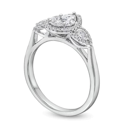 Verlobungsring mit Diamanten im Princess-, Marquise- und Tropfenschliff 0,75 ct. Gesamtgewicht in 10K Weißgold