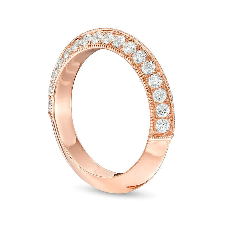 1.0 ct. Gesamtgewicht Diamant Ehering im Vintage-Stil mit zwei Reihen in 10K Roségold