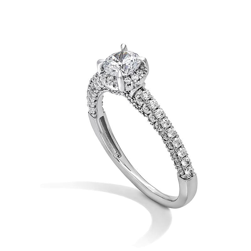 1.0 CT. Gesamtgewicht Halo-Verlobungsring mit Diamanten in 14K Weißgold