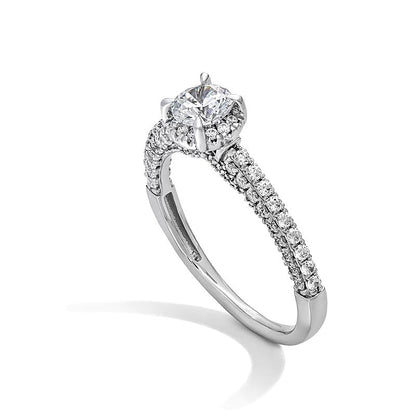 1.0 CT. Gesamtgewicht Halo-Verlobungsring mit Diamanten in 14K Weißgold