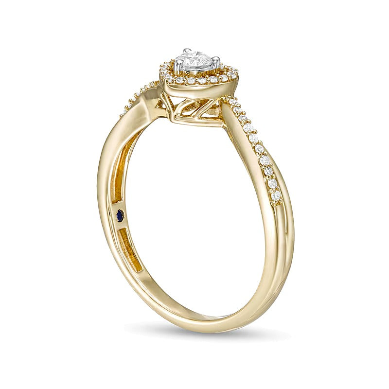 0.17 ct. Gesamtgewicht Diamant-Freundschaftsring mit Herz-Rahmen und Bypass in 10K Gelbgold