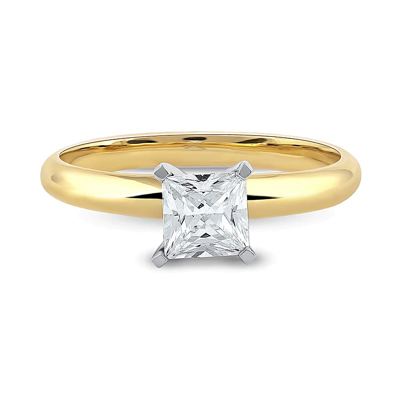 1.0 CT. Princess Labordiamant Solitär Verlobungsring in 14K Gelbgold (F/VS2)