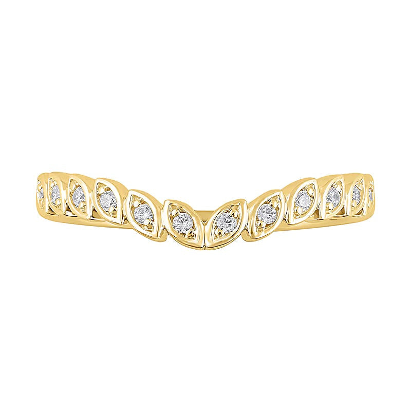 0.1 ct. Gesamtgewicht Diamant Ring mit Marquise-Rahmen und Kontur in 10K Gelbgold