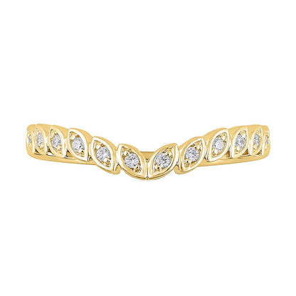 0.1 ct. Gesamtgewicht Diamant Ring mit Marquise-Rahmen und Kontur in 10K Gelbgold