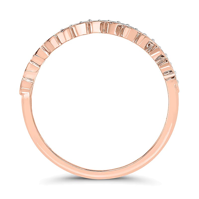 0.13 ct. Gesamtgewicht Diamant Fashion-Ring mit Kanten- und Herzdesign, doppelreihig und stapelbar, in 10K Roségold