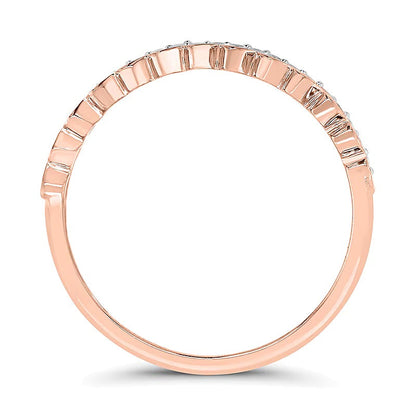0.13 ct. Gesamtgewicht Diamant Fashion-Ring mit Kanten- und Herzdesign, doppelreihig und stapelbar, in 10K Roségold