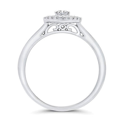 Halo-Ring mit Diamanten 0,33 ct. Gesamtgewicht in 10K Weißgold