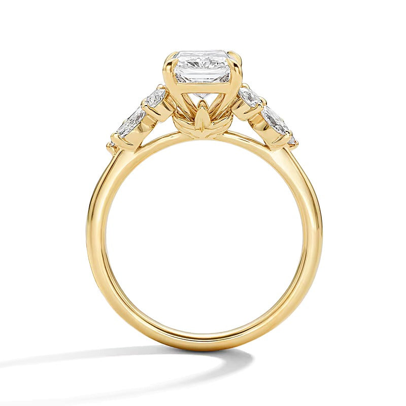 2.63 CT. TW Verlobungsring mit Labordiamant im Radiant-Schliff in 14K Gelbgold (F/VS2)