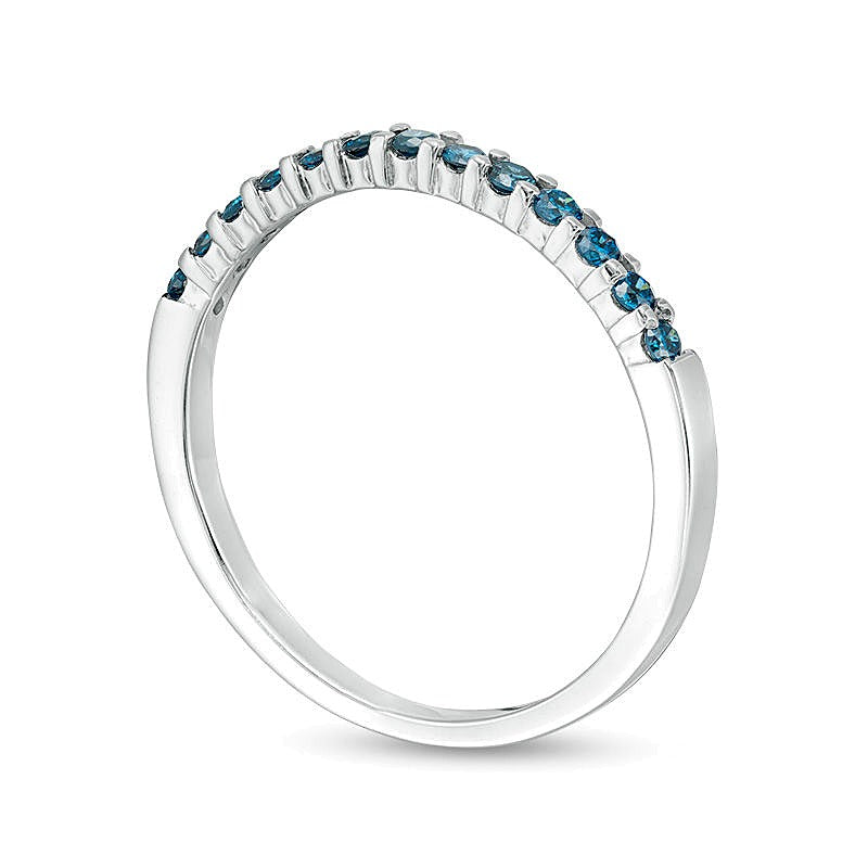 Memoire-Ring mit blauen Diamanten 0.25 ct. Gesamtgewicht rund in 14K Weißgold