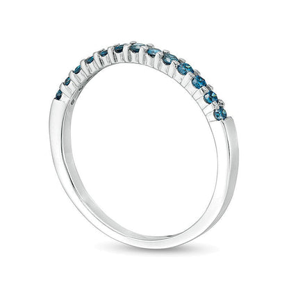 Memoire-Ring mit blauen Diamanten 0.25 ct. Gesamtgewicht rund in 14K Weißgold