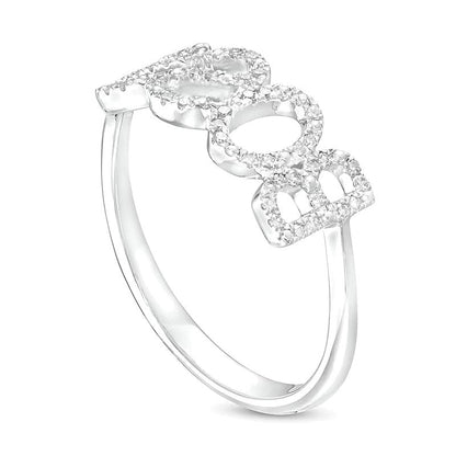 "BOSS" Schriftzug-Ring mit Diamanten 0,13 ct. Gesamtgewicht in rhodiniertem Sterlingsilber für Damen