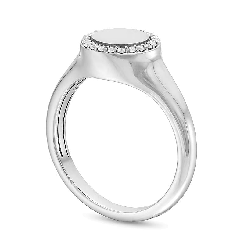 Signet-Ring mit Diamanten 0.1 ct. Gesamtgewicht in 10K Weißgold