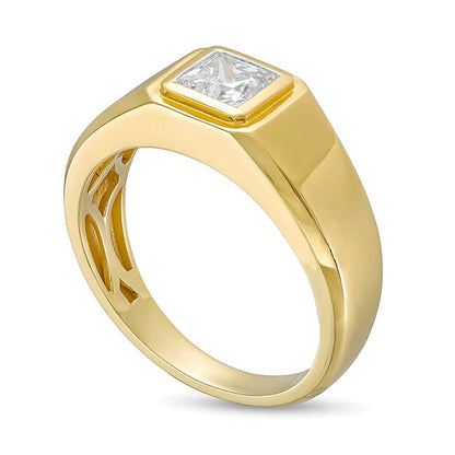 1.0 CT. Gesamtgewicht Solitär-Ehering mit Labordiamant im Square-Schliff in 14K Gelbgold (F/VS2)
