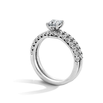 Braut-Set mit Diamanten im Princess- und Rundschliff, 1.0 CT. TW, in 14K Weißgold