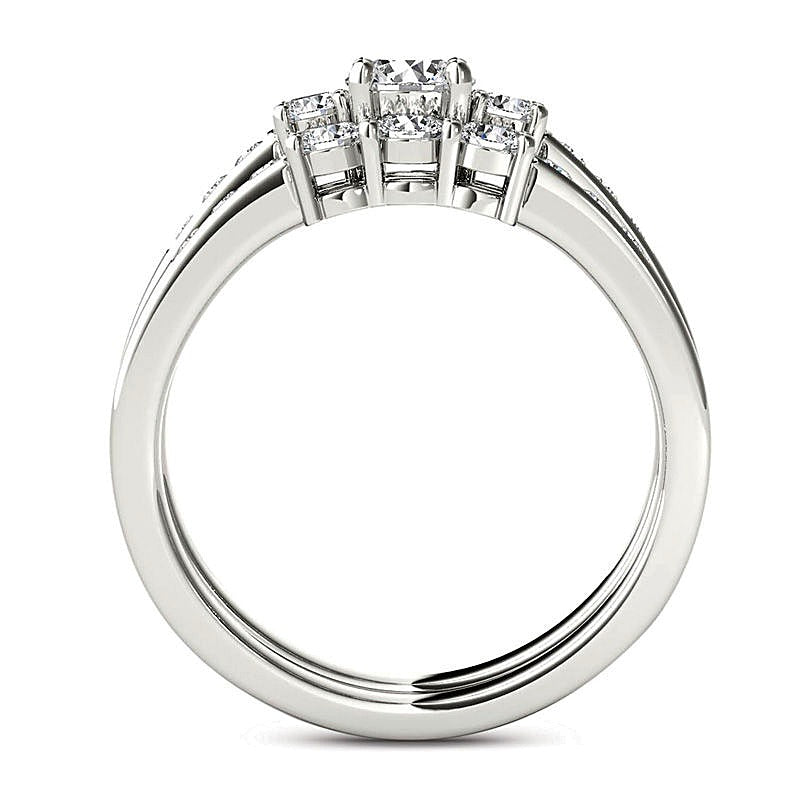 1.0 ct. Gesamtgewicht Diamant Dreistein Brautset in 14K Weißgold