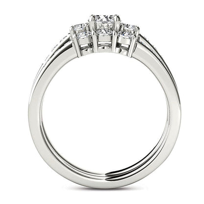 1.0 ct. Gesamtgewicht Diamant Dreistein Brautset in 14K Weißgold