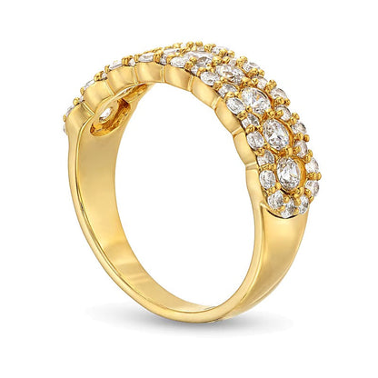 Diamant-Ring mit Muschelrand 1.0 ct. Gesamtgewicht in 10K Gelbgold