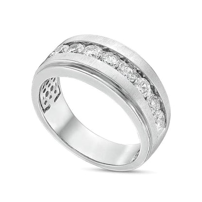 Ehering mit Diamanten im Rundschliff 1.5 ct. Gesamtgewicht in 10K Weißgold