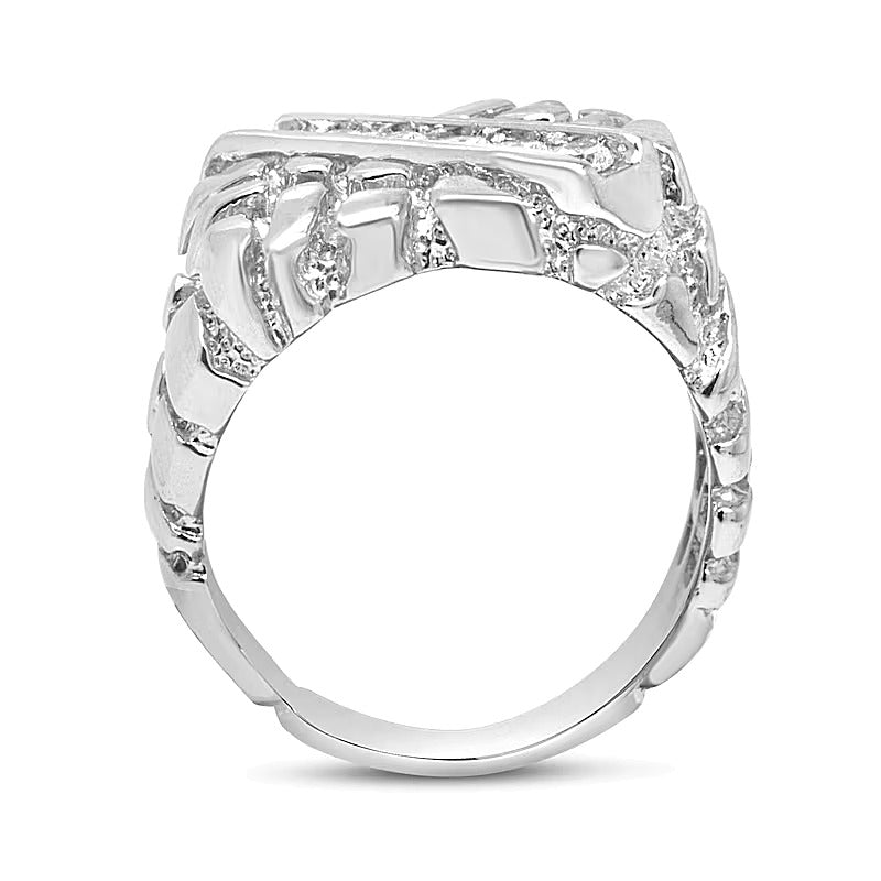 0,33 ct. Gesamtgewicht Diamant Nugget-Ring mit sechs Steinen in rhodiniertem Sterlingsilber