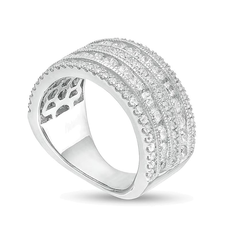 2.0 ct. Gesamtgewicht Diamant mehrreihiger Verlobungsring im Vintage-Stil in 10K Weißgold