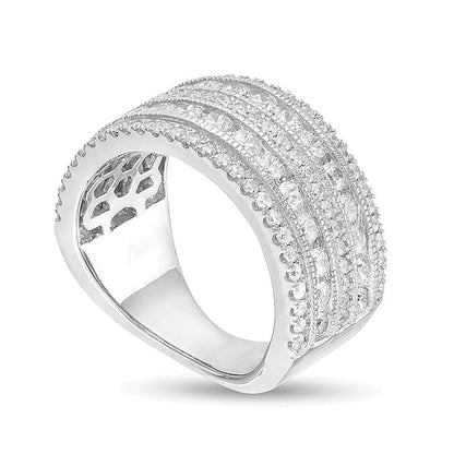 2.0 ct. Gesamtgewicht Diamant mehrreihiger Verlobungsring im Vintage-Stil in 10K Weißgold