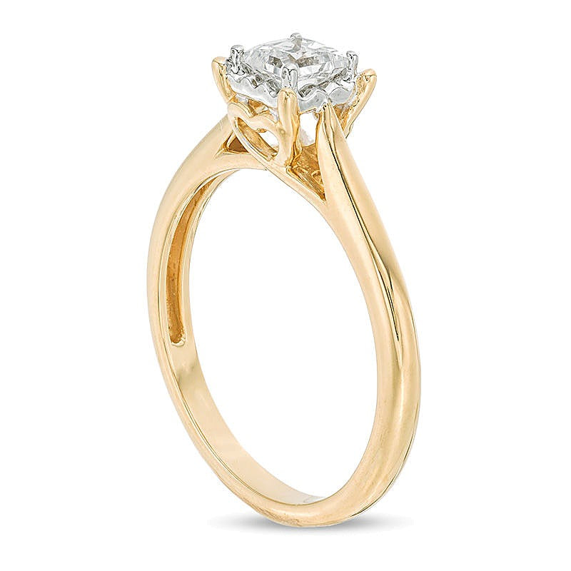 0.38 ct. Solitär-Verlobungsring mit Diamant im Princess-Schliff in 10K Gelbgold