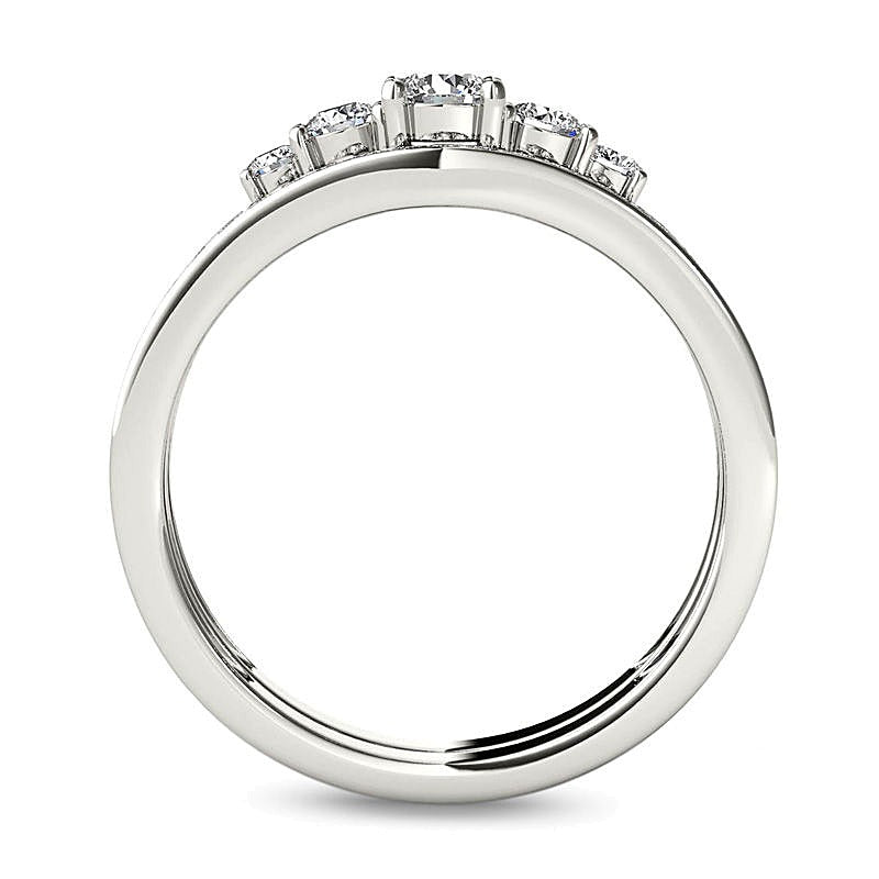 Diamant-Brautset 0,5 ct. Gesamtgewicht mit fünf Steinen in 14K Weißgold