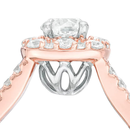 1.5 CT. Gesamtgewicht Diamant Halo Verlobungsring in 14K Gold Bicolor (I/I1)