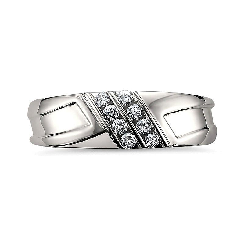 0.25 ct. Gesamtgewicht Diamant-Ring strukturiert in 14K Weißgold