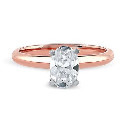 1.0 CT. Ovaler Labordiamant Solitär Verlobungsring in 14K Roségold (F/VS2)