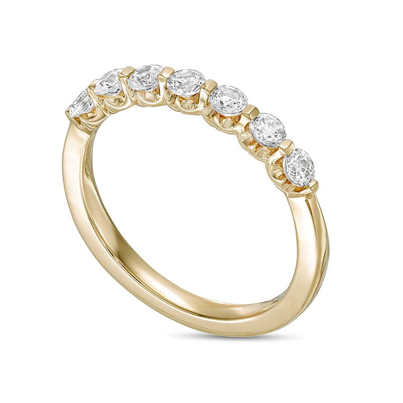 Memoire-Ring mit sieben Diamanten 0,5 ct. Gesamtgewicht in 14K Gelbgold