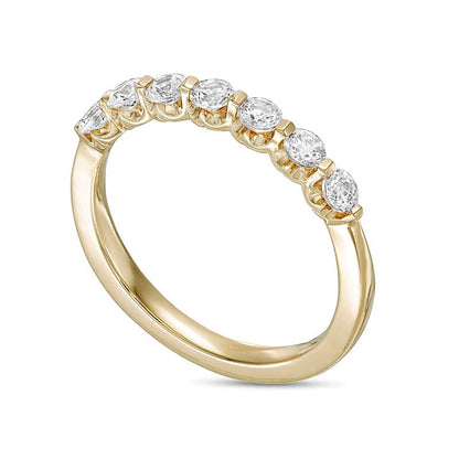 Memoire-Ring mit sieben Diamanten 0,5 ct. Gesamtgewicht in 14K Gelbgold